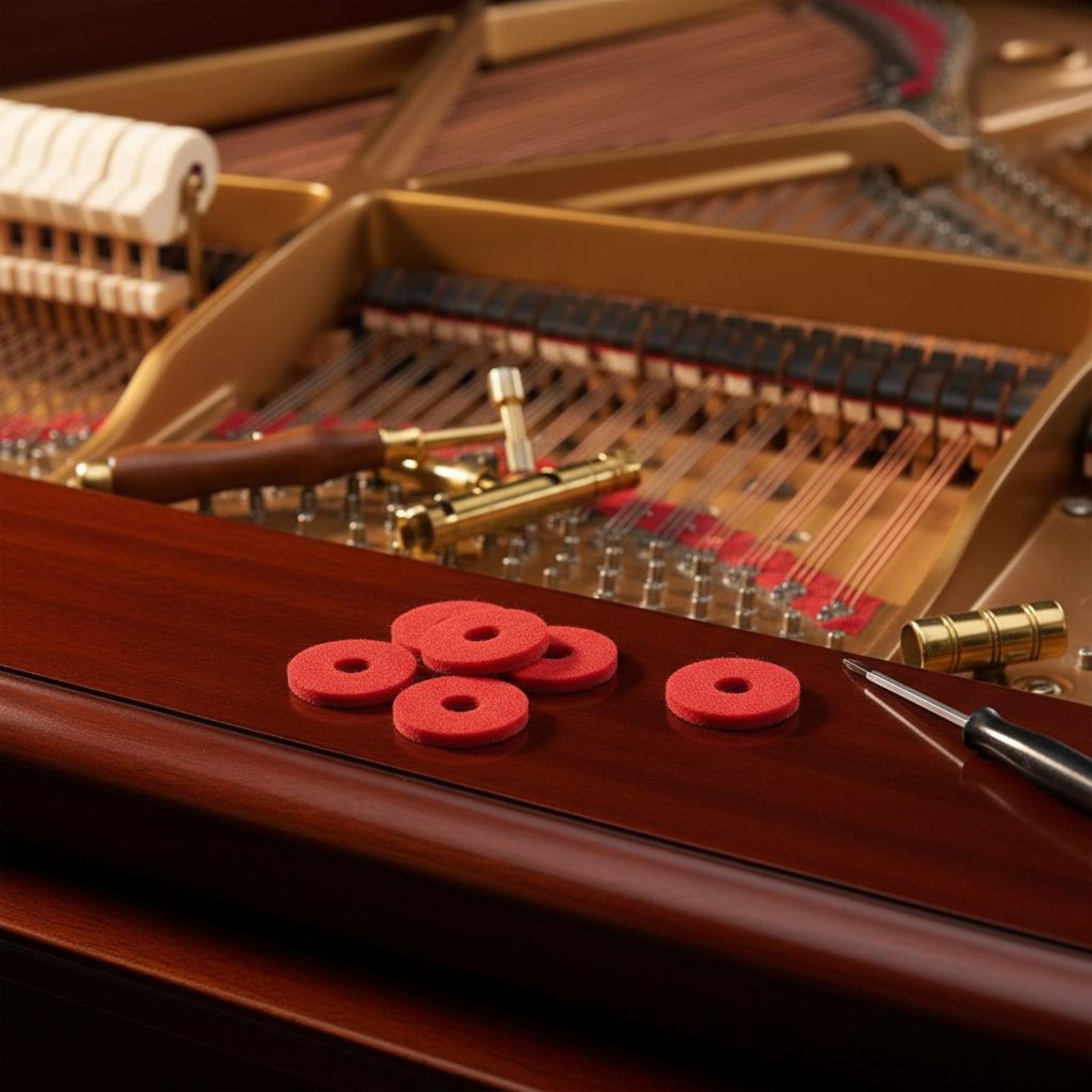 Musical Instrument Piano - Alas Karet Penutup Tombol Piano Merah