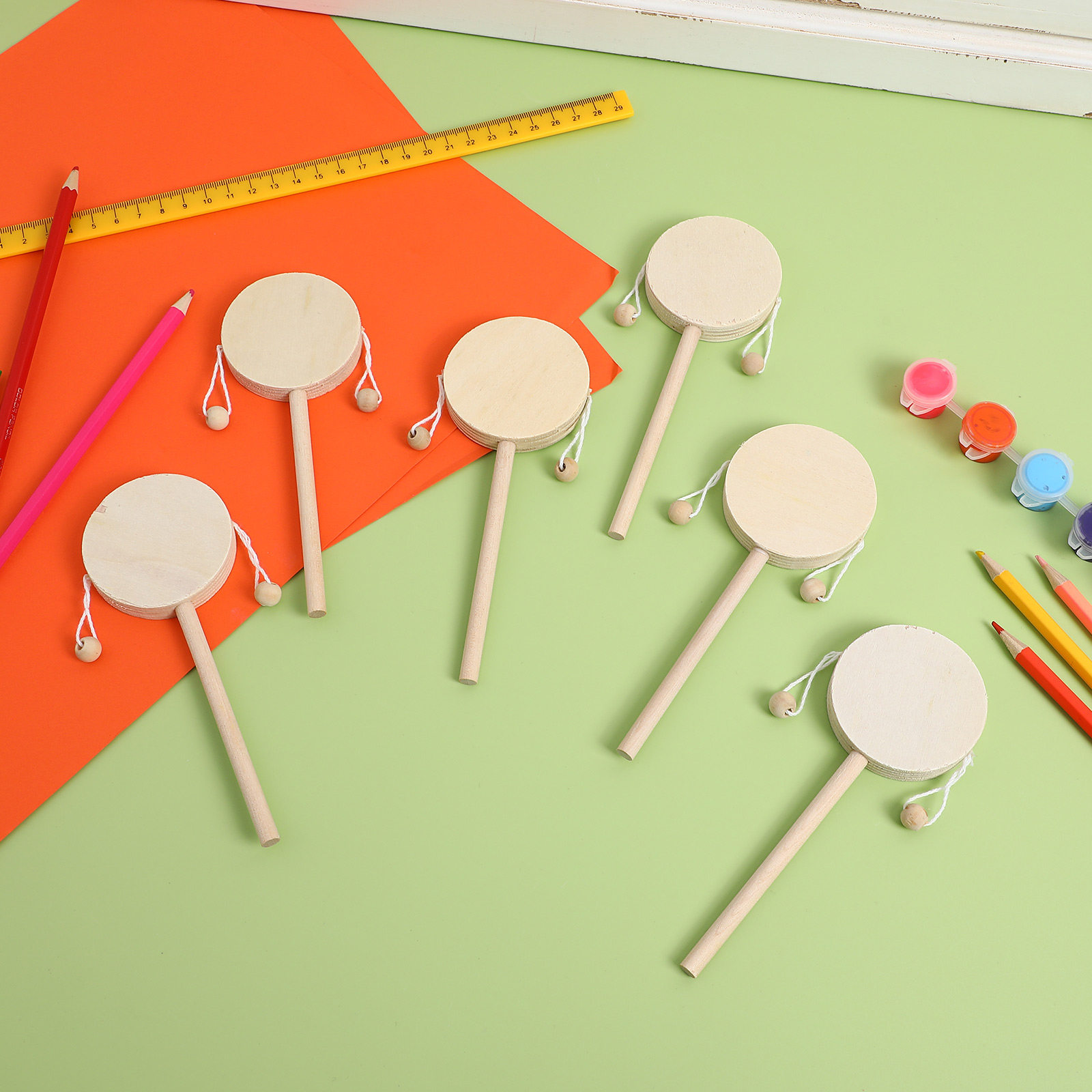 Musical Instrument For Babies - 1 Set Drum Rattle Kayu DIY