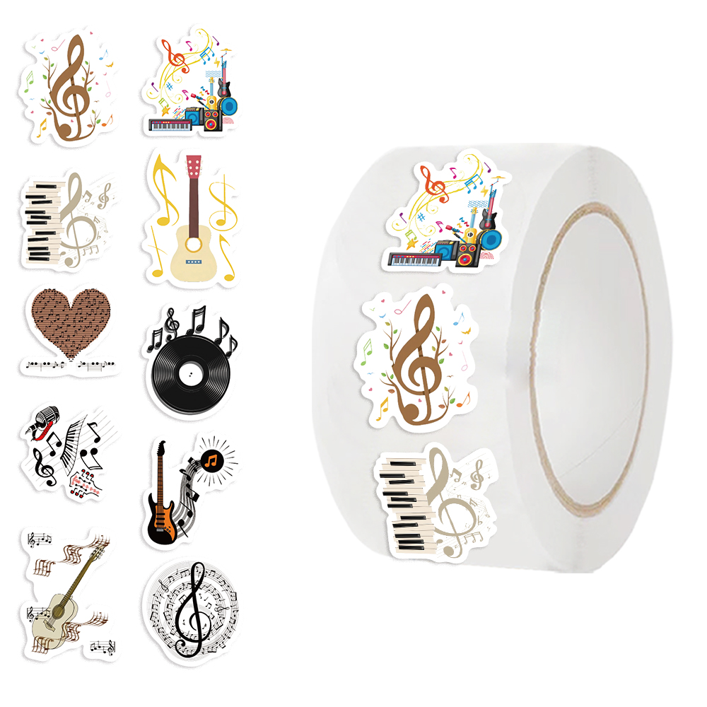 500 Buah Stiker Tema Musik Gul - Musical Instrument Old ulasan dan harga