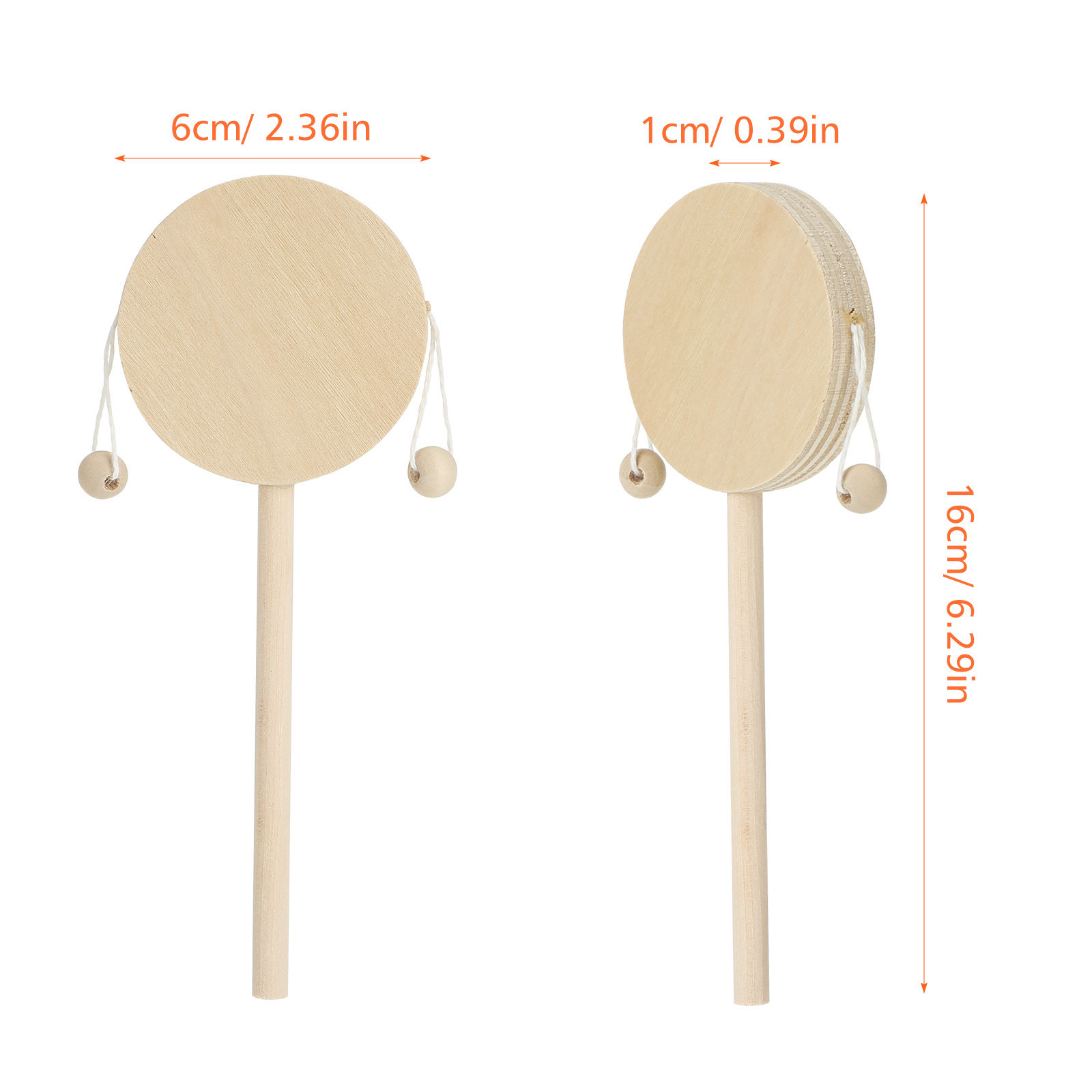 1 Set Drum Rattle Kayu DIY Bel - Musical Instrument For Babies ulasan dan harga